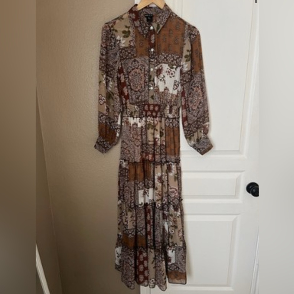 Bohemian Patchwork Maxi Dress Tiered